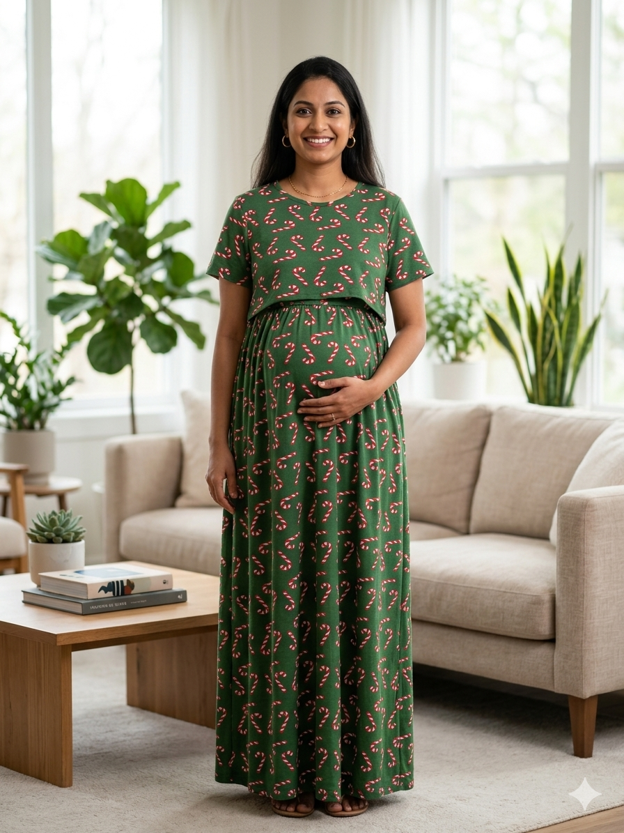 Women’s Maternity Feeding Maxi Dress | Soft Cotton Pregnancy & Nursing Nighty for Daily Wear - Image 7