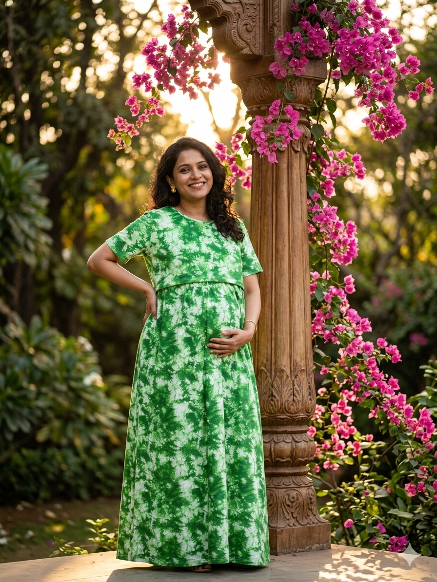 Women’s Maternity Feeding Maxi Dress | Soft Cotton Pregnancy & Nursing Nighty for Daily Wear - Image 6