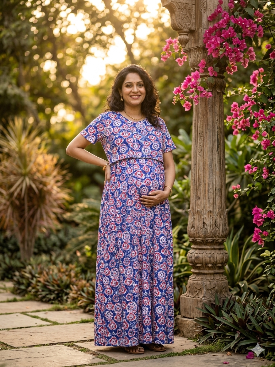 Women’s Maternity Feeding Maxi Dress | Soft Cotton Pregnancy & Nursing Nighty for Daily Wear - Image 8